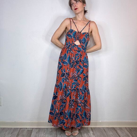 JASON WU Tropical Linen Leaf Dress cutout multi-straps 3161 - Picture 7 of 8